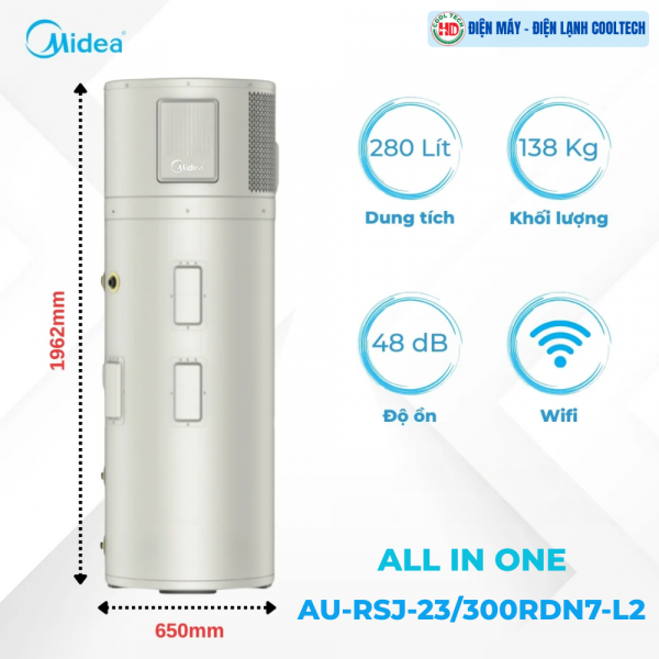 Máy nước nóng trung tâm Heat Pump Midea 280 Lít